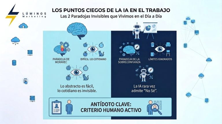Lee más sobre el artículo Los Puntos Ciegos de la IA: Las 2 Paradojas que Vives en el Trabajo Diario (y Ni Siquiera lo Sabías)
